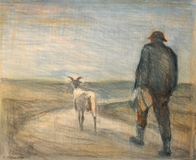 Franco Resecco - Pastore con capra-pastello